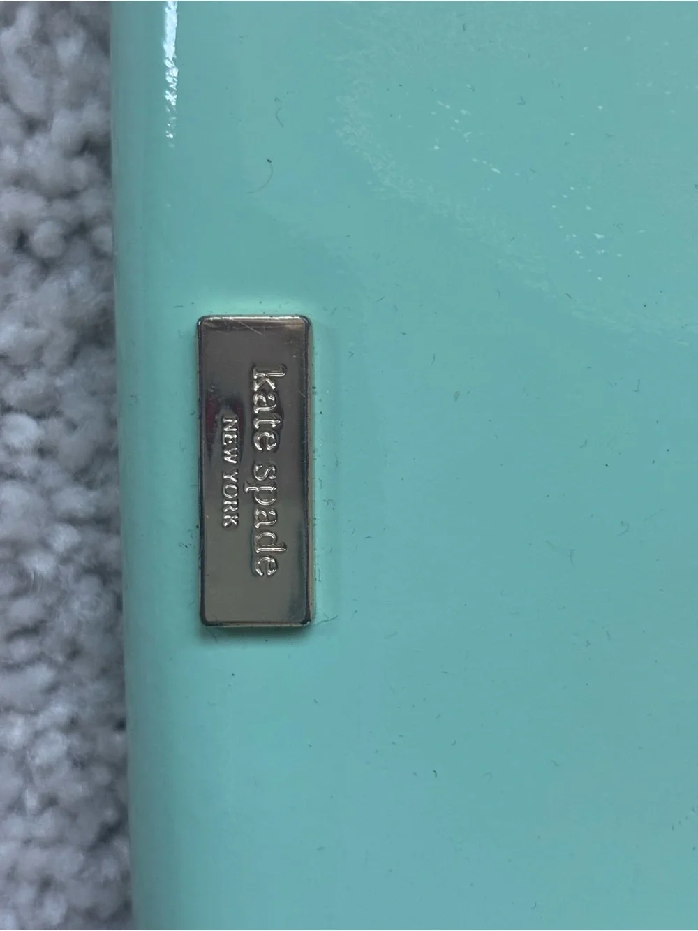 kate spade Mint Patent Leather Wallet with Silver Logo Plaque